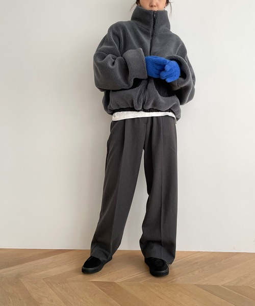 CANAL JEAN(キャナルジーン)の「El mar アウトポケットボアブルゾン(ブルゾン・レディース・チャコールグレー/クリーム・ONE SIZE)」の9枚目の写真