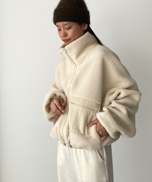 CANAL JEAN(キャナルジーン)の「El mar アウトポケットボアブルゾン(ブルゾン・レディース・チャコールグレー/クリーム・ONE SIZE)」の3枚目の写真