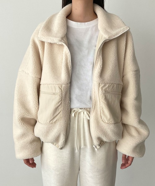 CANAL JEAN(キャナルジーン)の「El mar アウトポケットボアブルゾン(ブルゾン・レディース・チャコールグレー/クリーム・ONE SIZE)」の10枚目の写真