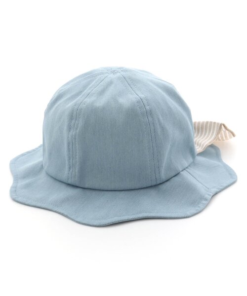 Ampersand（アンパサンド）の「日よけ付きリボンハット_UVカット（ハット・キッズ・アイボリー/サックスブルー/ベージュ/ネイビー/ピンク・52/54/56/48/50）」の5枚目の写真