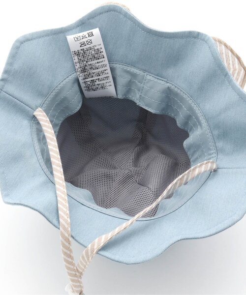 Ampersand（アンパサンド）の「日よけ付きリボンハット_UVカット（ハット・キッズ・アイボリー/サックスブルー/ベージュ/ネイビー/ピンク・52/54/56/48/50）」の8枚目の写真