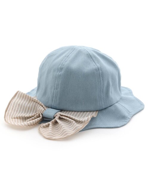 Ampersand（アンパサンド）の「日よけ付きリボンハット_UVカット（ハット・キッズ・アイボリー/サックスブルー/ベージュ/ネイビー/ピンク・52/54/56/48/50）」の16枚目の写真