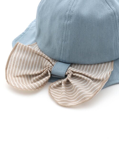 Ampersand（アンパサンド）の「日よけ付きリボンハット_UVカット（ハット・キッズ・アイボリー/サックスブルー/ベージュ/ネイビー/ピンク・52/54/56/48/50）」の19枚目の写真