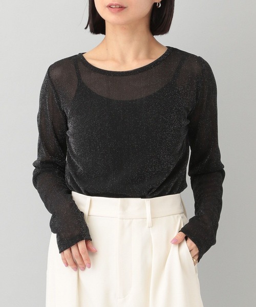 A part by（アパートバイ）の「ラメシアープルオーバー_長袖（Tシャツ/カットソー・レディース・ピンク系その他/ブラック/オフホワイト・FREE）」の9枚目の写真