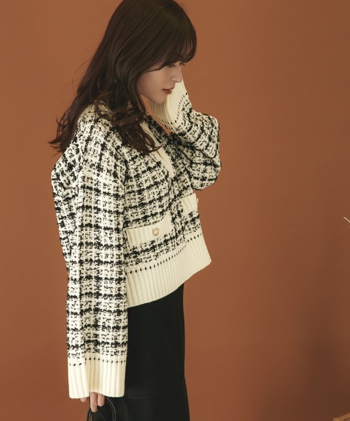HEYUMM（ヘユム）の「キーネックツイードセーター（ニット/セーター・レディース・ホワイト系その他/ブルー系その他/ブラック系その他・ONE）」の14枚目の写真