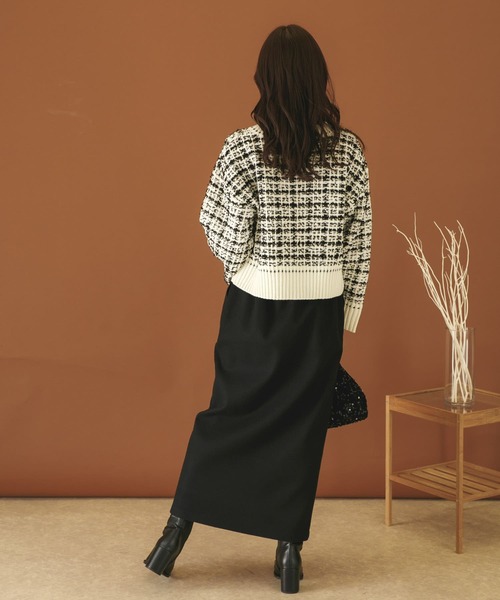 HEYUMM（ヘユム）の「キーネックツイードセーター（ニット/セーター・レディース・ホワイト系その他/ブルー系その他/ブラック系その他・ONE）」の7枚目の写真