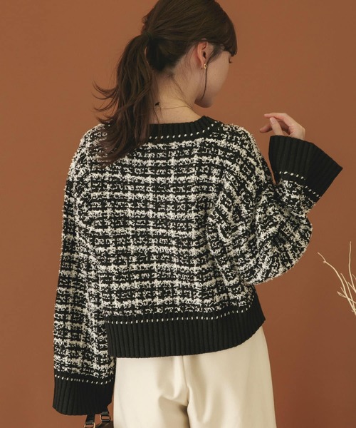HEYUMM（ヘユム）の「キーネックツイードセーター（ニット/セーター・レディース・ホワイト系その他/ブルー系その他/ブラック系その他・ONE）」の11枚目の写真