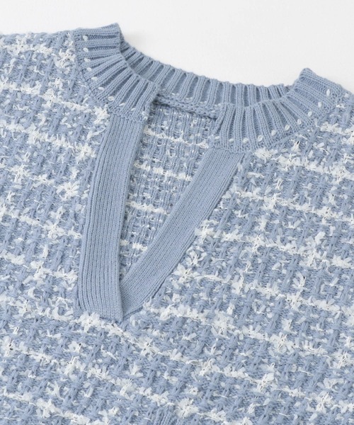 HEYUMM（ヘユム）の「キーネックツイードセーター（ニット/セーター・レディース・ホワイト系その他/ブルー系その他/ブラック系その他・ONE）」の18枚目の写真