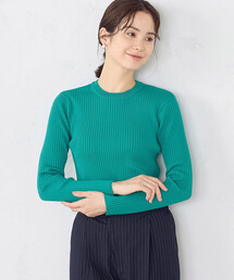 クルーネック リブニット