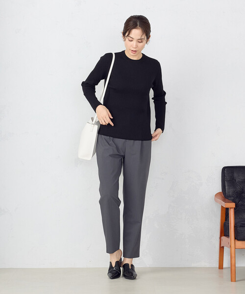 COMME CA ISM（コムサイズム）の「クルーネック リブニット（ニット/セーター・レディース・ブラック/ホワイト/エメラルド・LARGE/MEDIUM）」の5枚目の写真