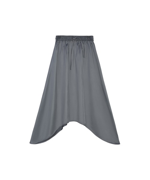 ELOOPS(イーループス)の「【 ELOOPS 】ヘムランドカットフレアサテンスカート(スカート・レディース・アイボリー/チャコールグレー・S/M/L)」の4枚目の写真