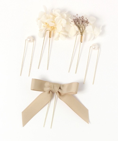GLOBAL WORK（グローバルワーク）の「MADE IN JAPANドライフラワー5本セットピン/993098（ヘアピン・レディース・ブルー/ホワイト・ONE SIZE）」の2枚目の写真