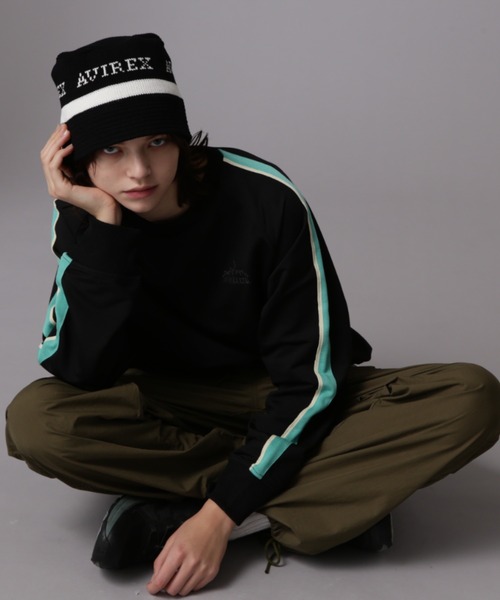 AVIREX（アヴィレックス）の「《WEB&DEPOT限定》TRACK PULL OVER TOPS/トラックプルオーバートップス（ジャージ・レディース・クリーム/ブラック・FREE）」の8枚目の写真