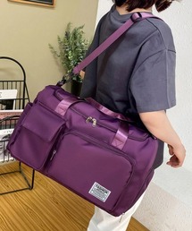 【美品✨】courrèges ボストンバッグ パープル ハンド ロゴ ボストンバッグ（パープル/紫色系・ブランドロゴ）ファッション