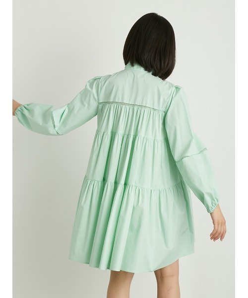 LILY BROWN（リリーブラウン）の「レーストリムミニシャツワンピース  