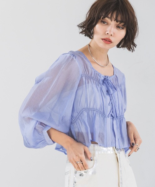 [週末値引き]レースアップシャーリングブラウス PAGEBOY（ページボーイ）の「レースアップシャーリングブラウス
