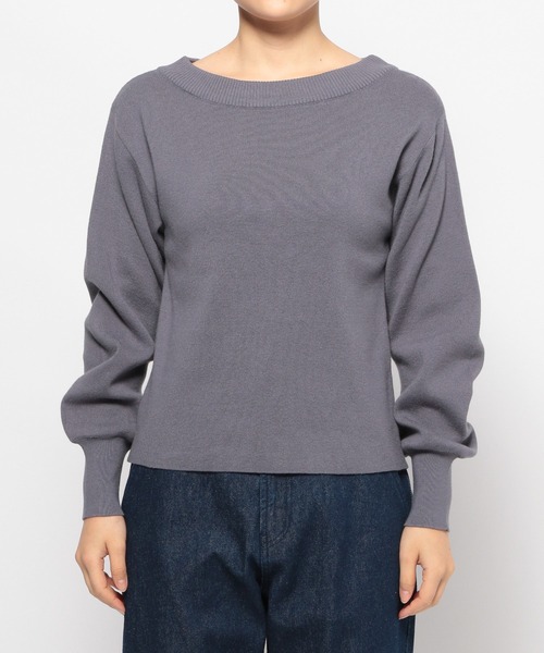 mysty woman（ミスティウーマン）の「ボリュームスリーブボートネック　106930（ニット/セーター・レディース・オフホワイト/グレー/ライトグリーン/イエロー・FREE）」の6枚目の写真