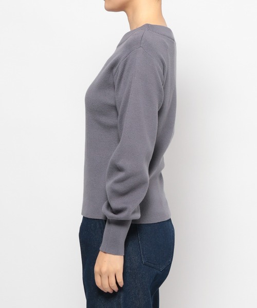 mysty woman（ミスティウーマン）の「ボリュームスリーブボートネック　106930（ニット/セーター・レディース・オフホワイト/グレー/ライトグリーン/イエロー・FREE）」の7枚目の写真