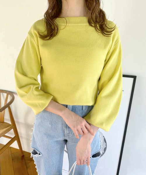 mysty woman（ミスティウーマン）の「ボリュームスリーブボートネック　106930（ニット/セーター・レディース・オフホワイト/グレー/ライトグリーン/イエロー・FREE）」の19枚目の写真