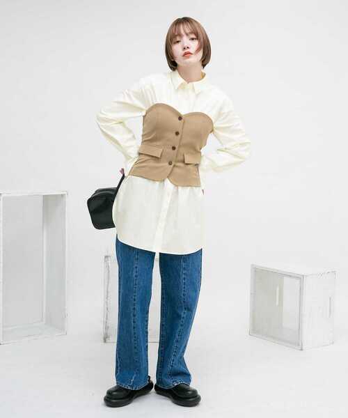 KBF（ケイビーエフ）の「ビスチェSETオーバーシャツ（シャツ/ブラウス・レディース・ベージュ系その他/ブルー系その他/グリーン系その他・ONE）」の12枚目の写真