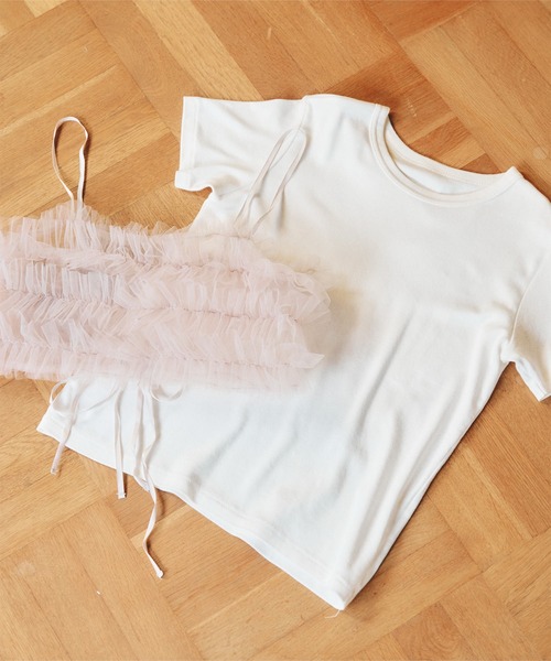 KOBE LETTUCE(コウベレタス)の「ベーシックTシャツ×チュールビスチェSET(シャツ/ブラウス・レディース・ブラック×ブラック/ホワイト系その他/ホワイト系その他2・M)」の14枚目の写真