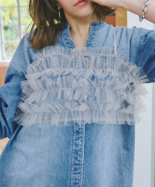 KOBE LETTUCE(コウベレタス)の「ベーシックTシャツ×チュールビスチェSET(シャツ/ブラウス・レディース・ブラック×ブラック/ホワイト系その他/ホワイト系その他2・M)」の11枚目の写真