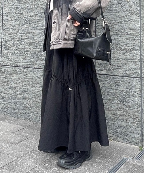 Figments（フィグメンツ）の「ナイロンドロストティアードスカート（スカート・レディース・ブラック・FREE）」の4枚目の写真