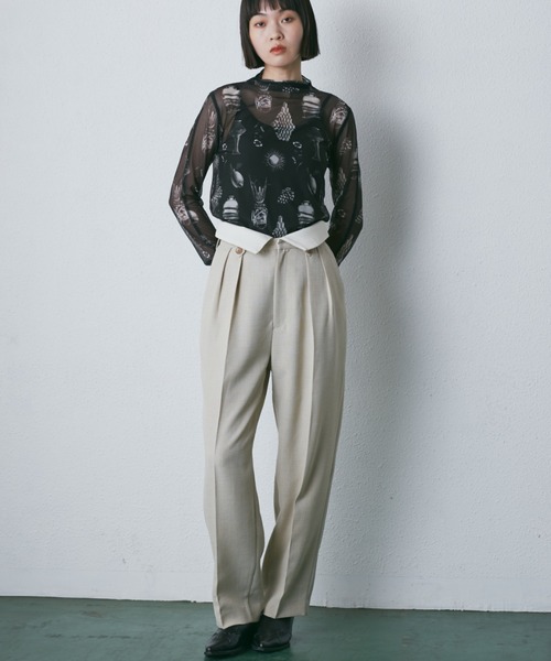 【セール】リネンライクハイウエストパンツ（その他パンツ）｜ROSE BUD（ローズバッド）