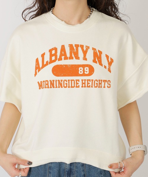 希少！限定！M！ホワイト！デプス×バスブリゲード ダブルネーム ロゴ Tシャツ DOUBLE NAME（ダブルネーム）の「ダブルリブ カレッジロゴプル