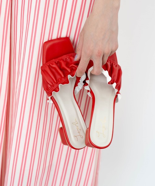 Launa lea（ラウナレア）の「ギャザーミュールサンダル(0566)（サンダル・レディース・レッド/ライトベージュ/ブラック/ホワイト・L/M/LL/S）」の7枚目の写真