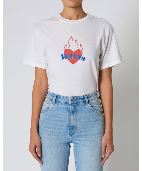 ROLLA'S（ローラス）の「BURNING HEARTS TOMBOY TEE（Tシャツ/カットソー・レディース・ホワイト・10/M）」の2枚目の写真