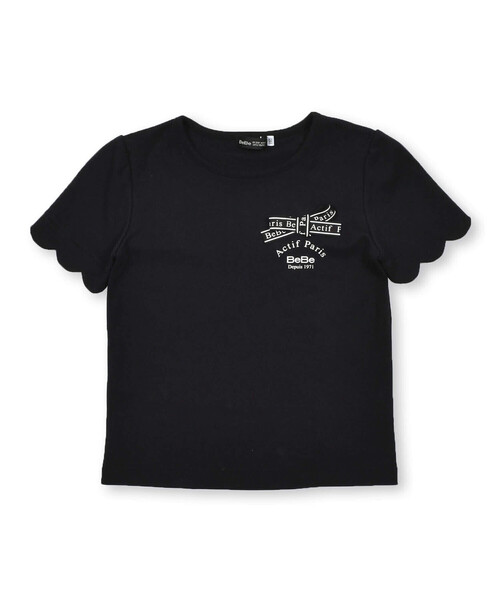 BeBe（ベベ）の「スカラップ袖ロゴリボンスムースTシャツ(90~160cm)（Tシャツ/カットソー・キッズ・ブラック/ネイビー・90cm/110cm/100cm/120cm/130cm/140cm/150cm）」の15枚目の写真
