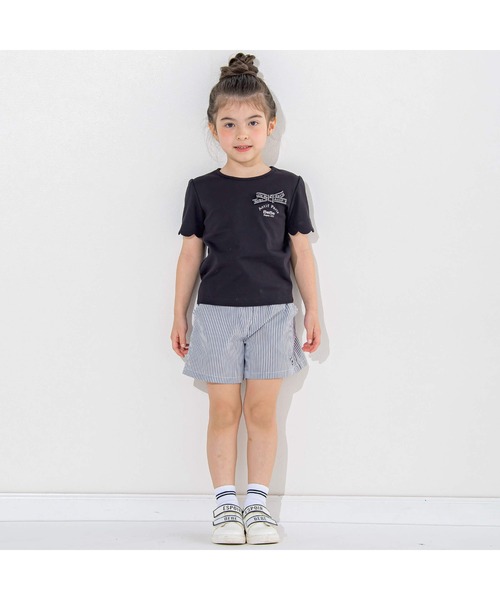 BeBe（ベベ）の「スカラップ袖ロゴリボンスムースTシャツ(90~160cm)（Tシャツ/カットソー・キッズ・ブラック/ネイビー・90cm/110cm/100cm/120cm/130cm/140cm/150cm）」の13枚目の写真
