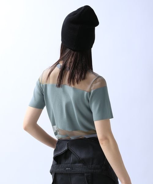JEANASIS（ジーナシス）の「シアーコンビニットプルオーバーSS/120608（Tシャツ/カットソー・レディース・グレー系その他/ブラック/パープル・FREE）」の8枚目の写真