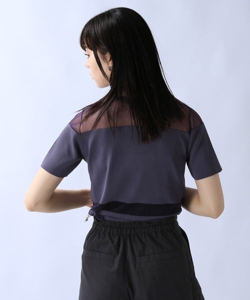 JEANASIS（ジーナシス）の「シアーコンビニットプルオーバーSS/120608（Tシャツ/カットソー・レディース・グレー系その他/ブラック/パープル・FREE）」の11枚目の写真