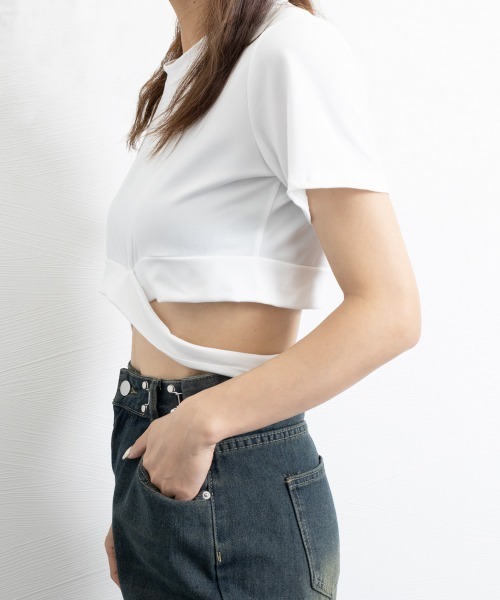 へそ出し ヘソ出し ショート丈 トップス レディース Tシャツ