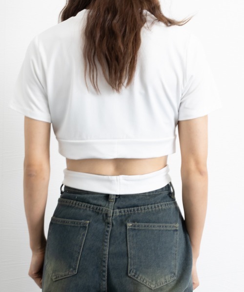 Miniministore(ミニミニストア)の「へそ出し トップス レディース 半袖(Tシャツ/カットソー・レディース・ホワイト/ブラック・FREE)」の14枚目の写真