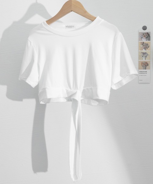 Miniministore(ミニミニストア)の「へそ出し トップス レディース 半袖(Tシャツ/カットソー・レディース・ホワイト/ブラック・FREE)」の15枚目の写真