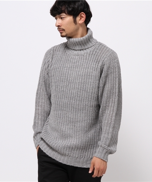 SEVENDAYS=SUNDAY（セブンデイズサンデイ）の「片アゼタートルネック　長袖プルオーバー（ニット/セーター・メンズ・ネイビー/レッド/オフホワイト/グレー・LARGE/SMALL/MEDIUM）」の3枚目の写真