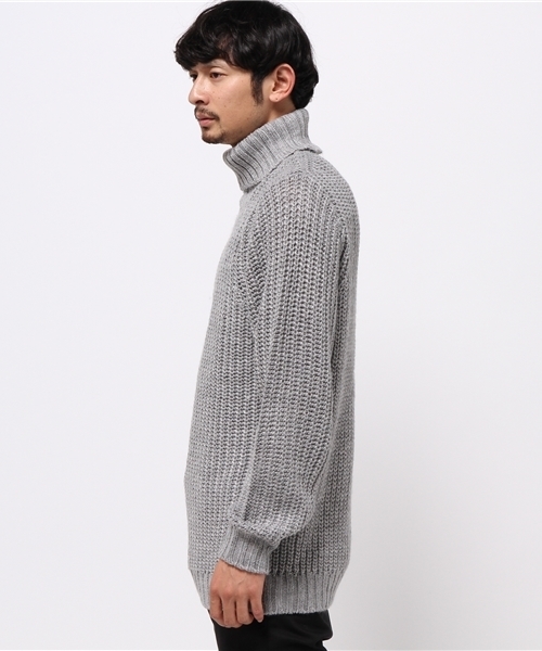 SEVENDAYS=SUNDAY（セブンデイズサンデイ）の「片アゼタートルネック　長袖プルオーバー（ニット/セーター・メンズ・ネイビー/レッド/オフホワイト/グレー・LARGE/SMALL/MEDIUM）」の5枚目の写真