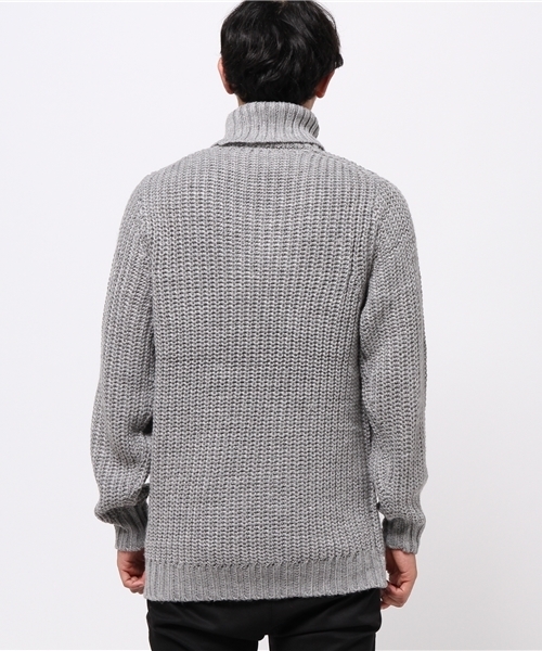 SEVENDAYS=SUNDAY（セブンデイズサンデイ）の「片アゼタートルネック　長袖プルオーバー（ニット/セーター・メンズ・ネイビー/レッド/オフホワイト/グレー・LARGE/SMALL/MEDIUM）」の6枚目の写真