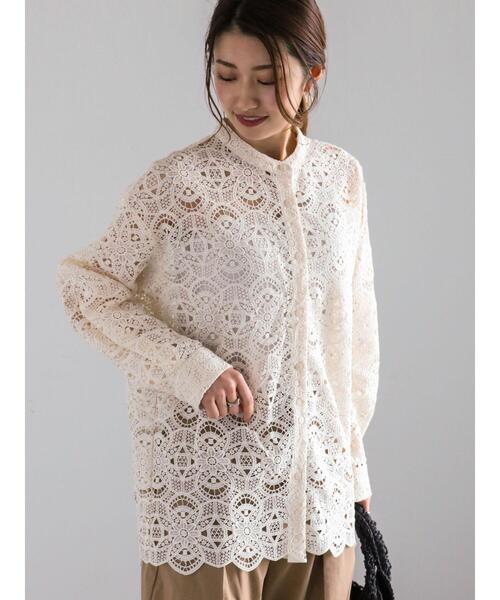 Te chichi（テチチ）の「バンドカラーレースシャツ（シャツ/ブラウス