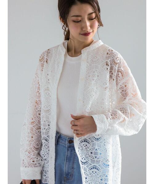 ぶーちゃん様MACHATT マチャット　パイピングレースシャツ　ホワイト 今期新作】machatt パイピングレースシャツ - メルカリ