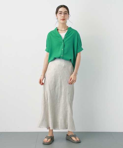 saloon（サルーン）の「SALOON(サルーン)/《新色登場》麻調合繊ブラウス【手洗い可】半袖（シャツ/ブラウス・レディース・ホワイト/グリーン/ブラック/ブルー/クリアグリーン・FREE）」の16枚目の写真