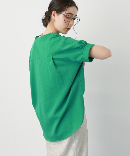 saloon（サルーン）の「SALOON(サルーン)/《新色登場》麻調合繊ブラウス【手洗い可】半袖（シャツ/ブラウス・レディース・ホワイト/グリーン/ブラック/ブルー/クリアグリーン・FREE）」の22枚目の写真