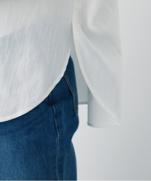 saloon（サルーン）の「SALOON(サルーン)/《新色登場》麻調合繊ブラウス【手洗い可】半袖（シャツ/ブラウス・レディース・ホワイト/グリーン/ブラック/ブルー/クリアグリーン・FREE）」の13枚目の写真