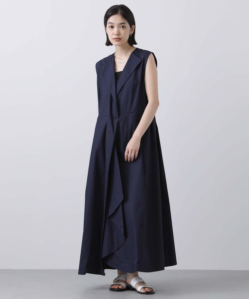 Gready Brilliant（グレディブリリアン）の「ＣアシメタックヘムＶ衿シャツワンピース（シャツワンピース・レディース・ダークネイビー/キャメル・38）」の2枚目の写真