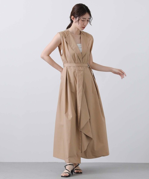 Gready Brilliant（グレディブリリアン）の「ＣアシメタックヘムＶ衿シャツワンピース（シャツワンピース・レディース・ダークネイビー/キャメル・38）」の9枚目の写真