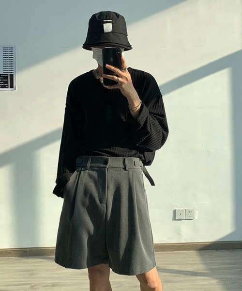 MGV(エムジーヴィー)の「Monotone Tuck Shorts(スラックス・メンズ・グレー/ブラック・MEDIUM/LARGE/X-LARGE)」の13枚目の写真