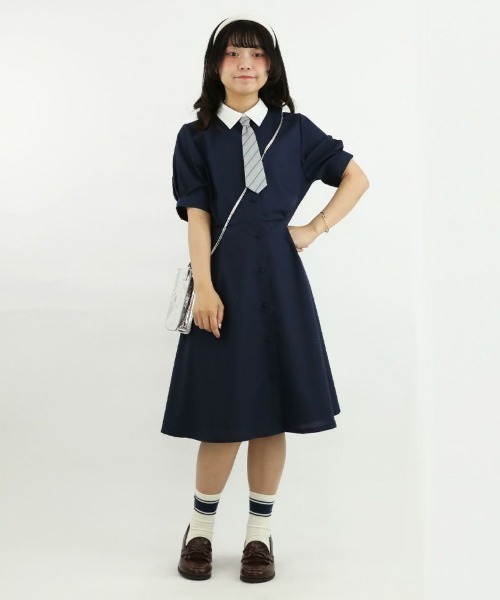 F i.n.t（フィント）の「マルチストライプネクタイ付きシャツワンピース/fint（シャツワンピース・レディース・ライトブルー/ピンクベージュ/ネイビー×ホワイト・FREE）」の4枚目の写真